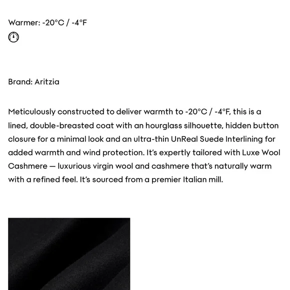 Aritzia metropolitan coat luxe wool cashmere NWT - Picture 11 of 11